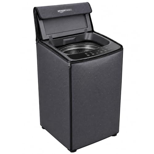 Image of Amazon Basics Waterproof Top Load Fully Automatic Washing Machine Cover for 6 kg, 6.5 kg, 7kg & 7.5 kg (Grey) - 59 x 59 x 86 cms