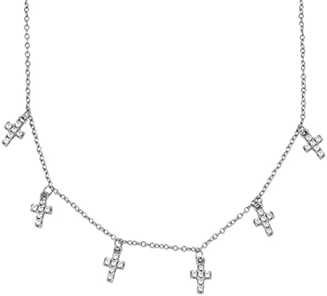 [売店] クロスダイヤモンド925女性のためのネックレスチェーンチョーカーカラーカラー