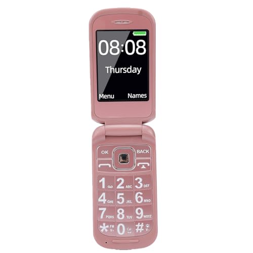 YUEHISY Flip Phone | Unlocked | 16GB | Video Capable Camera | 2.4 Inch + 1.4 Inch Color Screen | Dual SIM Slots (Pink)