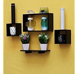 Wooden World Floating Wall Shelf for Living Room, Drawing Room & Display Rack. (Black)