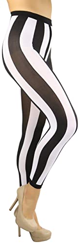 Image of ToBeInStyle Women's Wide Vertical Stripe Footed Footless Opaque Tights Leggings