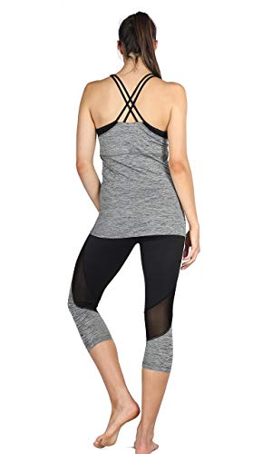 icyzone Women's Activewear Workout Yoga Spaghetti Strap Racerback Tank Top with Built in Bra4
