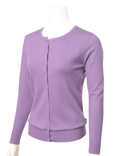 Image of Allsense Women's Long-Sleeve Crewneck Cardigan | Classic Button Down Sweater, Soft Fine Knit, Lightweight