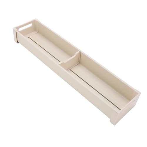 Fdit Bandeja Organizadora de Cajones de Cocina, Almacenamiento de Utensilios de Aluminio con Divisores Extraíbles para Cubiertos, Base Antideslizante para Organización de (Cubertero Blanco Leche