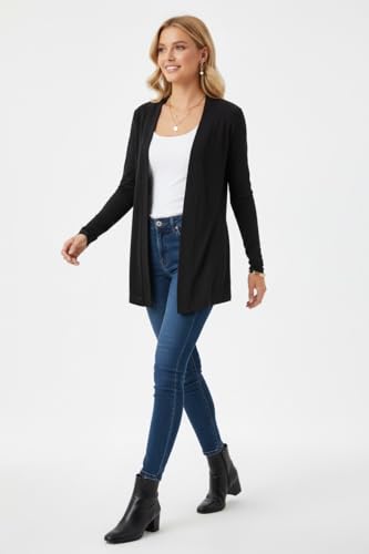 Image of ToBeInStyle Womens Open Front Long Sleeve Lightweight Asymmetrical Draped Cardigan with Side Pockets