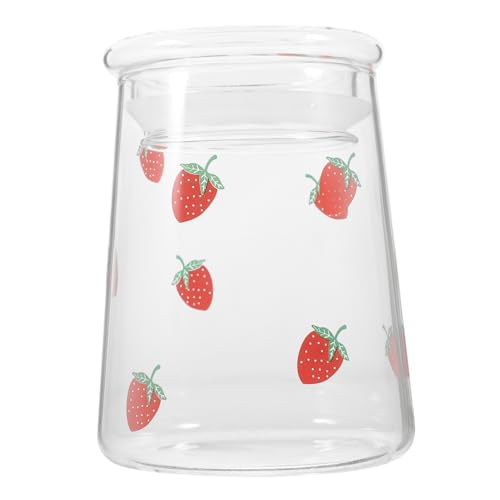 Toyvian Taza de Vidrio Borosilicato Portátil con Tapa Diseño Gran Capacidad Resistente al Frío para Leche Café y Té Reutilizable para Casa y Oficina