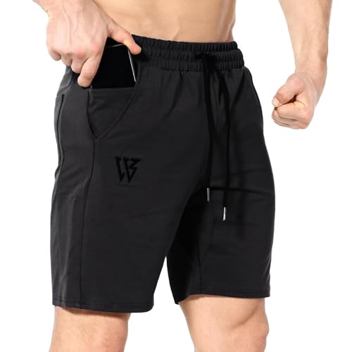 ZENWILL Mens Gym Running Shorts, Workout Athletic Bodybuilding Fitness Shorts with Zip Pockets