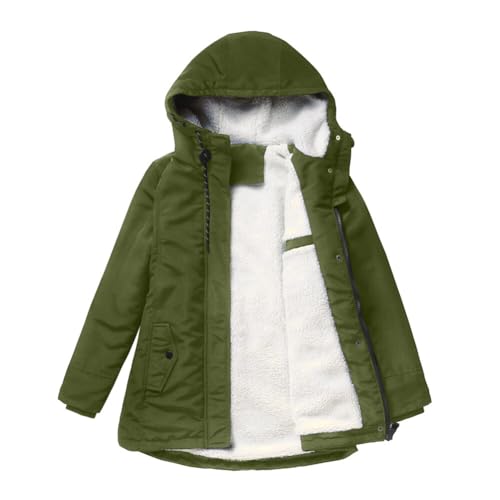 YYNUDA Damen Winterparka Dicker Warm Lang Wintermantel mit Fellkapuze Winter Jacke Outdoor Jacke für Winter Grün M