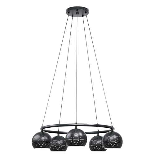 Acero negro y diseño de lujo en EGLO Cantallops 5 luces