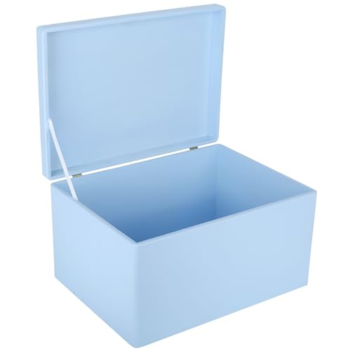 Creative Deco Boite Rangement en Bois Bleu | 40 x 30 x 24 cm (+/- 1 cm) | avec Couvercle | Boite en Bois | Boite a Souvenir | Boîte Caisse Malle Coffre | BRUT...