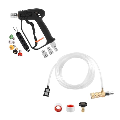 JOEJET Downstream Injector for Pressure Washer, Fixed Chemical Injector Kit with 3/8 Inch Quick Connect, Pressure Washer Gun with Swivel