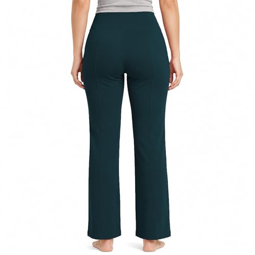 Image of NINQ Women High Waist Flare Pants Lite Regular | Smart Casual Korean Trouser for Office Wear, Gym, Sports, Travel & Daily Styling