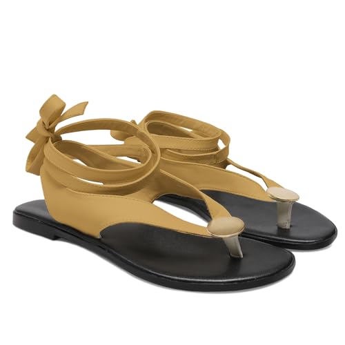 Strap Flip Flop Flat Sandals for Women with Metal Circular Ankle Strappy Ladies Fashion Cute Summer Thong Sandals Dressy.