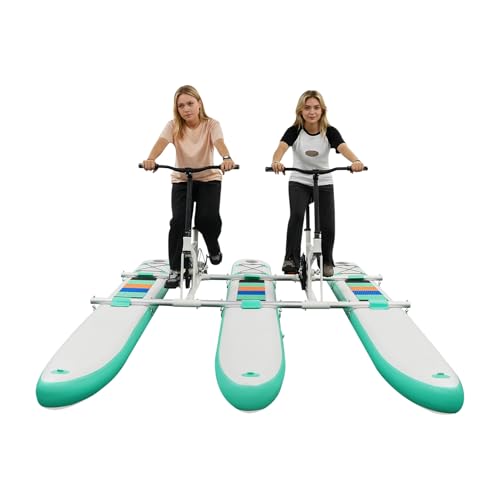 OKYSTGU 2 Person Inflatable Water Bike, Paddle Boat for Lakes & Beach, Quick Inflation, Stable Pontoon Design, Adjustable Seats, Human Powered for Adults & Family