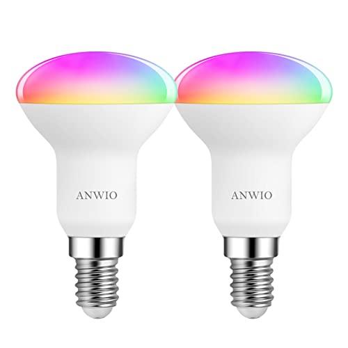 ANWIO Ampoule LED WiFi intelligente à réflecteur R50, ampoules Alexa E14, 470 Lm, 4,9 W remplacent 40 watts, compatible avec Alexa, Echo et Google Assistant, application TUYA/Smart Life APP