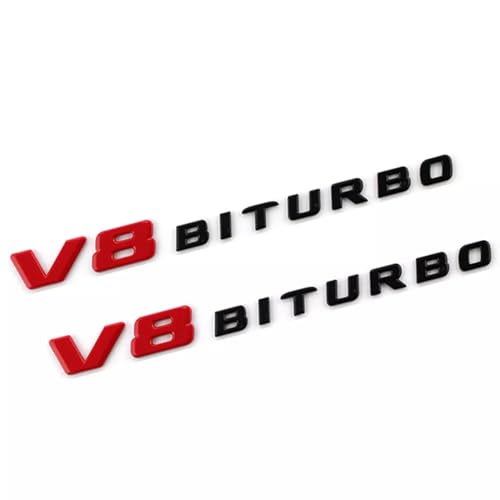 Image of 2PCS 2017+ V8 Biturbo Left & Right Side Decal Badge Sticker Emblem (Red Black)