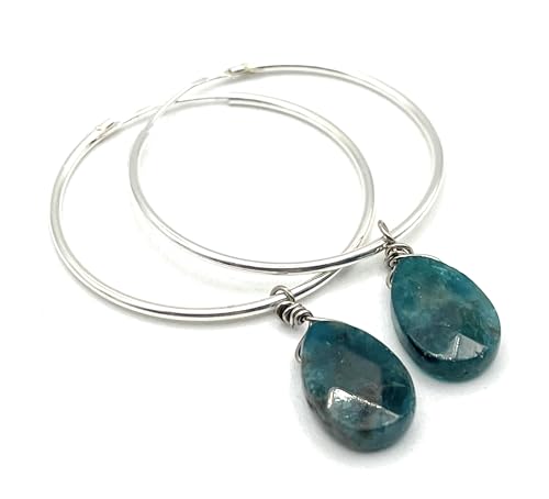 Créoles en argent 925 avec apatite verte, un bijou de gemme raffiné