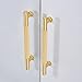 SALISENG-5 Pack Brushed Gold Cabinet Handles, Solid Brass Kitchen Drawer Pulls, 5 Inches Furniture Door Handles for Cupboard Bedroom Wardrobe(Arina)