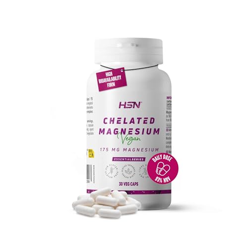 HSN Magnesio Bisglicinato 350mg (Mineral Elemental por dosis diaria) | 30 Cápsulas Vegetales | Suplemento de Magnesio Quelado Vegano Sin Gluten, No-GMO