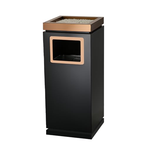 Consejos para Comprar Cubos de basura para exterior - 5 favoritos. 41 JTWWDM Cubo Basura Cuadrado Vertical, Cubo Basura Acero Inoxidable para Exteriores con Cenicero, Conducto Basura Industrial Apertura Lateral Negro para Jardines Oficinas