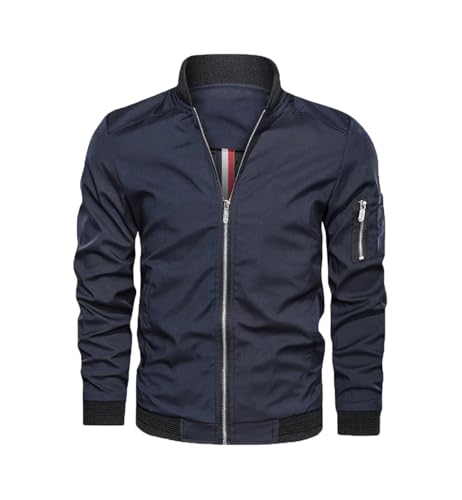 Hombre Primavera Otoño Casual Chaqueta Clásica Bomber Fit Cuello