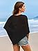 Pink Queen 2026 Spring Summer Beach Cover Ups for Women Trendy Fashion Round Neck Hollow Out Mesh Top Blouses Knitted Crochet Asymmetrical Swimwear Surfing Outfits Black S