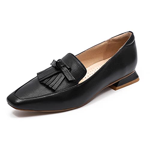 Image of Mona flying Women's Leather Square Toe Penny Loafer Slip on Office Flats