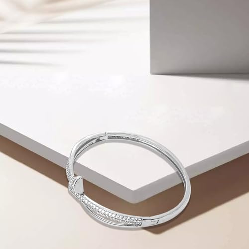 Gold Silver Plating Cubic Zirconia Cuff Nail Bracelet fro Women Screwed Nail Crystal Bangle bracelets Fashion Jewelry Bracelet for Women Gift4