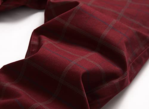 Plaid Pants for Men, Stretch Mens Slim Fit Dress Pants Skinny Flat-Front Fashion Business Casual Chinos Pants3