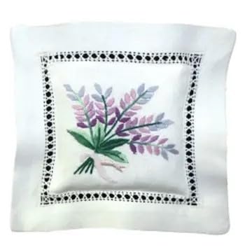 Sachet de Algodón Blanco Bordado con Lavanda 6x6 pulgadas miniatura 1