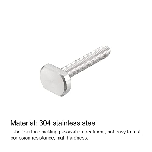 Image of uxcell T-Slot Bolts, 1pcs M10x60mm T Slot Drop-in Stud Sliding Bolts 304 Stainless Steel T Shape Screws for T Track