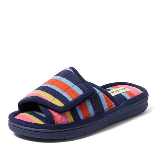 Image of Dearfoams Mickey Adjustable Terry Slide, Memory Foam Washable Open Toe Indoor Summer House Slippers