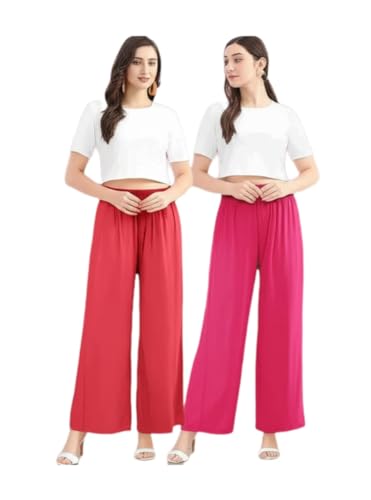 Image of Set of 2 Soft Reyon Cotton Regular Palazzo for Womens and Girls Combo Pack