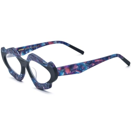 Image of HEPIDEM Multicolor Acetate Glasses Frame Women Cat Eye Eyeglasses Men Optical Spectacles 9291