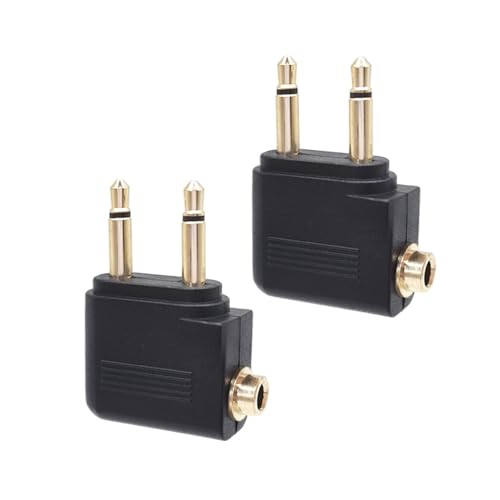 gsplmm 2-Pack Air Adapters, Gold Plated Dual 3.5mm Male to Female, Stereo Aux Jack Headphone Adapter for Audio Jack to Airplane Flight Connector