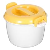 Unomor Microwave Rice Cooker Small-7.08 Inch Yellow Plastic Rice Container with Lid for Pasta Veggies, Porridge and More-Ideal for Home Office...
