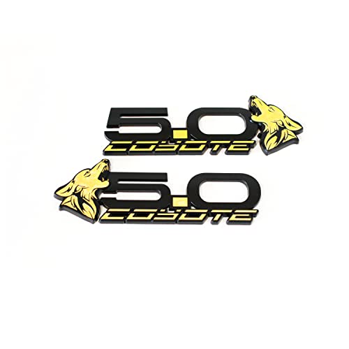 Image of Coyote Badge Shop - V4 Coyote 5.0 inch Fender Badges (Pair) - Yellow
