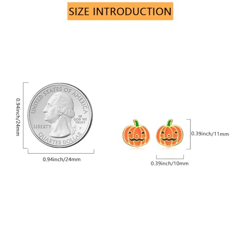 ORANGE FOREST Halloween Earrings 925 Sterling Silver Pumpkin Spider Ghost Stud Earrings Halloween Party Jewelry Smiling Face Pumpkin for Women3