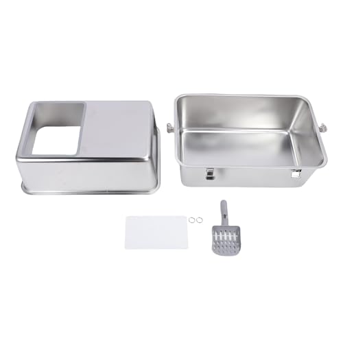 Caja de arena para gatos acero inoxidable grande miniatura 6