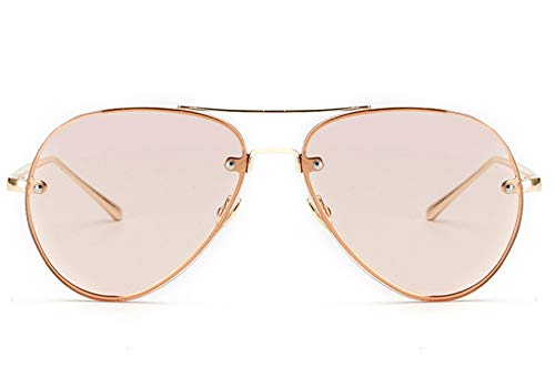 Oversized Aviator Sunglasses Vintage Retro Gold Metal Frame Colorful Lenses 62mm (Pink, 62mm)