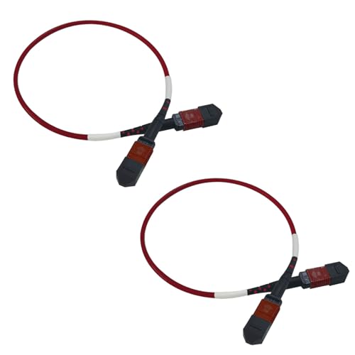 Image of GwliUni 2Pcs 0.3m MPO Fiber Optic Patch Cord, OM4 Multi-Mode Cable Jumper Plug, Female to Female, 12 Core 6 Channel Type B, PC end face, LSZH 3.0mm, Compatible with 8 Core 4 Channel MPO