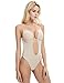Shymay Women Backless Shapewear Bodysuit Plunge Backless Body Shaper Bra Seamless Thong Low Back Shapewear for Backless Dress (Beige, 36B/C)