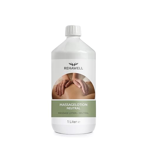 REHAWELL Massagelotion Neutral 1 L duftfreie professionelle Massagelotion mit Avocadoöl & Vitamin E vegan ohne Parabene & Farbstoffe Made in Germany für Massageanwendungen