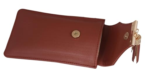 Image of Tickles Cloth Fancy Mobile Pouch Case with Waist Clip Holder for Women (Brown, Suitable for Mobile Sizes 6 Inches and Below)