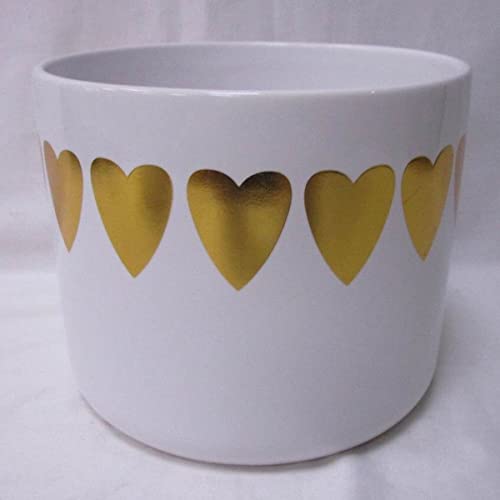 212 Main White with Gold Heart Border Planter