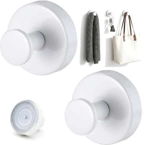 CTCEHL Crochet Ventouse,2 pcs Crochets à Ventouse,aucun perçage requis,Crochet Porte,amovible et réutilisable,Porte Serviette Salle,adapté aux...