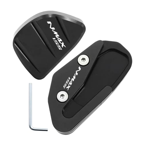 に適用するヤマハ NMAX155 NMAX 155 2020-2025用 バイクアクセサリー サイドスタンド 拡大プレート キックスタンド延長パッド(1セット ブラック)