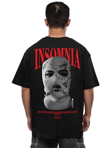 Image of Darkbuck Oversized Tshirt for Men and Women Drop Shoulder Loose Baggy Fit Unisex Pure Cotton T-Shirt Insomnia