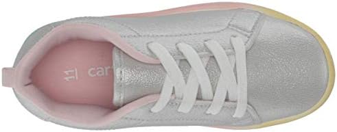 carter's Girls' East Real tie lace Casual Shoe Sneaker, SILVER, 6 M US Big Kid | Image 4