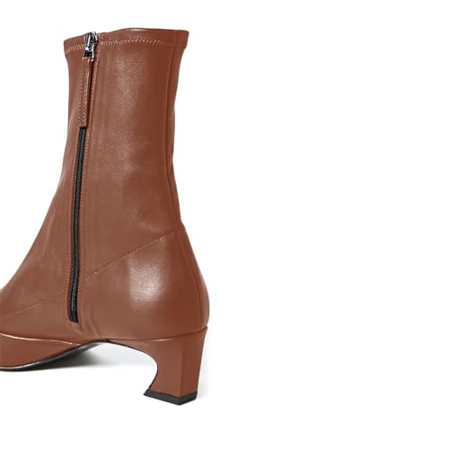 sarawill Women's Square Toe Kitten Heel Ankle Boots Side Zipper Dress Heeled Booties Fall Winter Office Evening Prom Chunky Heel Boots for Women3